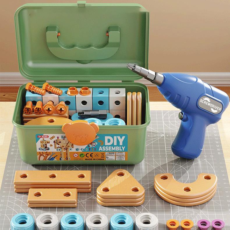 Fai da te Dado Mano Smontaggio Montaggio Puzzle Avvitamento Simulato Cassetta degli Attrezzi Giocattolo Educativo Precoce per Bambini Giocattoli Blocchi ad Inserimento di Forme per Ragazzi
