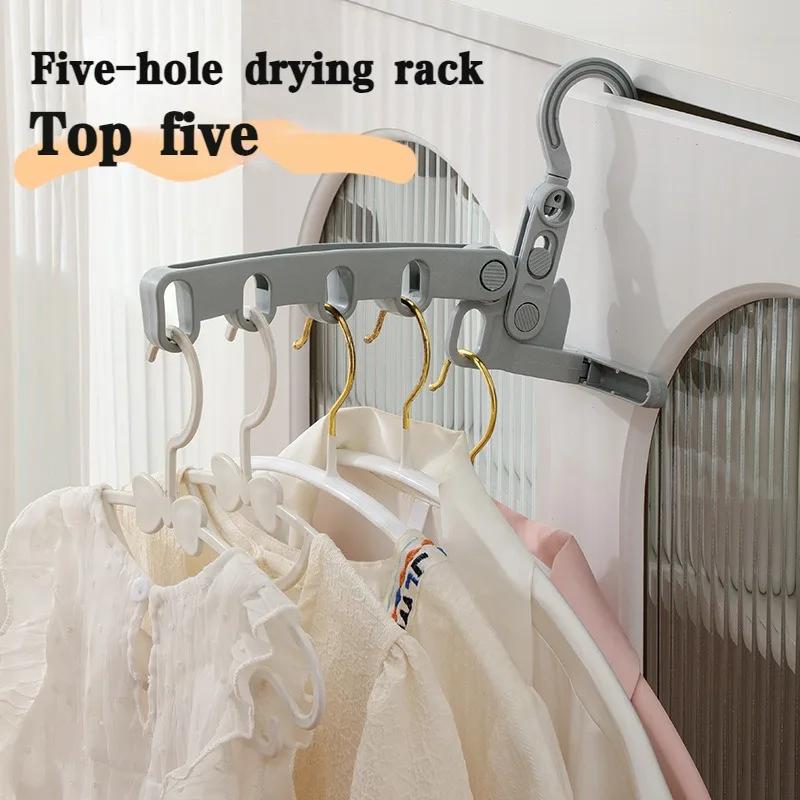 Easy Hold foldable travel hanger Best folding clothes drying rack Travel hangers hanging rack with 5 holes for hotel camping travel