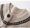 2025 Fall/Winter Striped Retro Women's Cashmere Sweater - Loose Round Neck Thick Cardigan with Long Sleeves