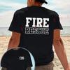 Fire Rescue Hero Graphic Motorcycle T-Shirt Double-Sided Print Men‘s Casual Short Sleeve Summer O-neck Tops