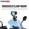 Ronkoen TZ-25 Motorcycle Windshield Clamp Mount Aluminum Alloy For Insta360 X4 Ace Pro 2 / DJI Action 5 Pro Action Camera
