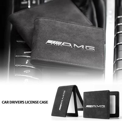 1Pcs Car Emblem Driver License Cover ID Credit Card Holder For Mercedes Benz AMG GLE GLS GLC CLA GLB ML C500 C200 C300 W204 W206 W205 W212 W203