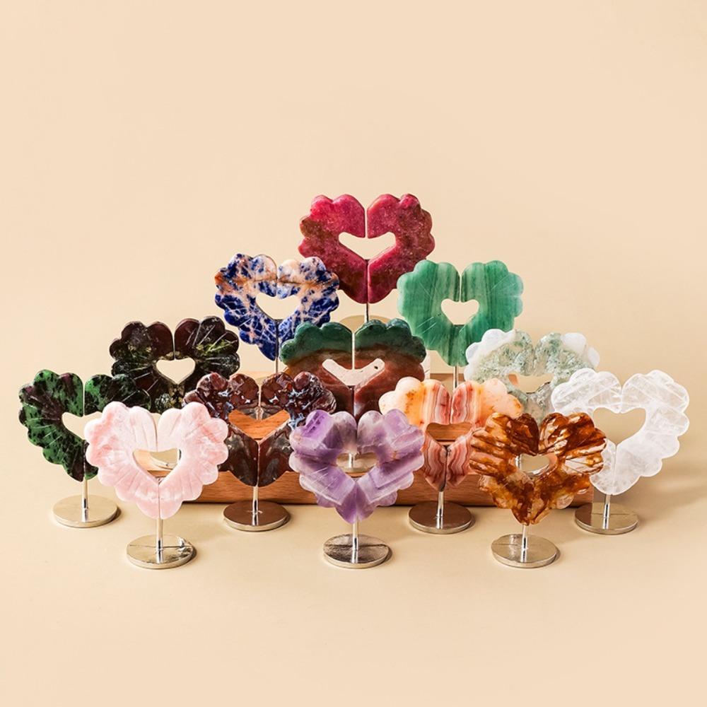 Amethyst Love Wings Sculpture Heart-shaped Crystal Raw Stone Home Desktop Ornament