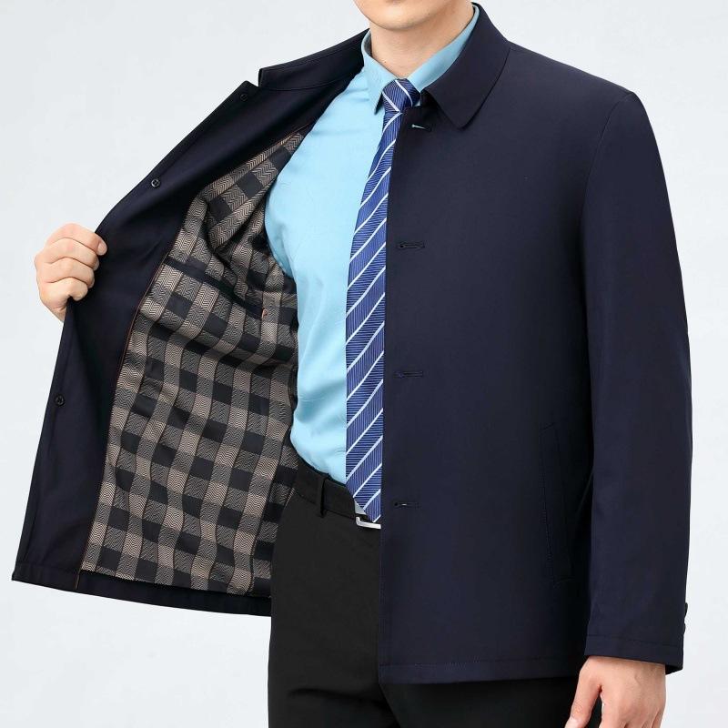 Mulberry silk button jacket for middle-aged and elderly men thin spring and autumn dad wear business jacket lapel middle-aged casual top