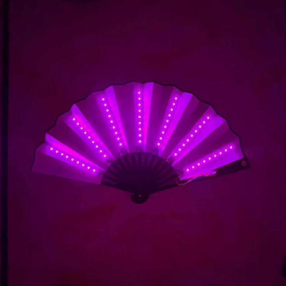 Colorful Dancing Light Fan Creative LED Luminous Fan Glow Folding LED Fan  Rave Festival
