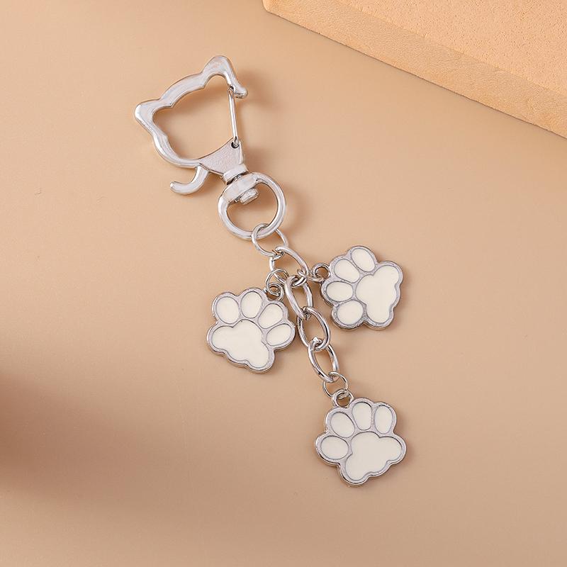 Cute Enamel Puppy Dog Cat Paw Keychain Footprint Key Ring Pendants for Women Girls Handbag Decor DIY Handmade Jewelry  Gifts