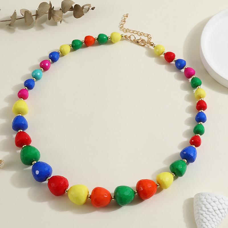 

Богемный набор из смолы: ожерелье и серьги, пляжные танцевальные аксессуары, привлекающие внимание разноцветный