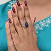 Purple Amethyst Pear Statement Ring, 925 Solid Sterling Silver, Handmade Gemstone Jewelry for Women
