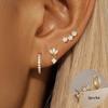 Stainless Steel Gold Color Star Hoop Earrings Set for Women 18K Gold Plated Round Zircon Stud Earring Piercing Jewelry