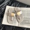 Metal buckle square head pinch foot flat-bottomed slippers women's 2025 spring new open-toed soft-bottomed flat-heeled sandals slippers