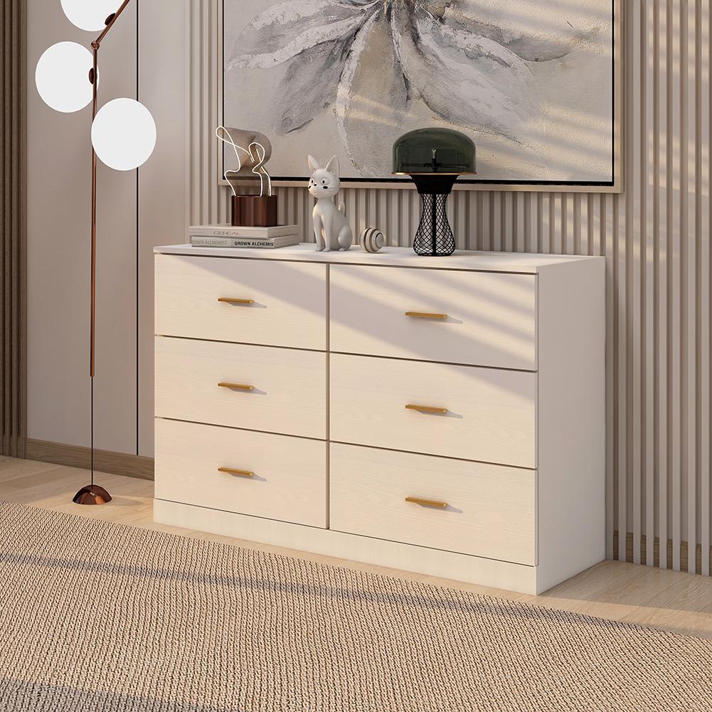 US STOCK 6 Drawer Dresser With Sturdy Legs Wood Clothing Organizer Engineered Wood Dresser For Hallway Nursery Living Room