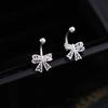 Vintage Silver Color Lace Heart Hollow Bow Screw Buckle Puncture Stud Earrings for Women Fine Jewelry Minimalist Accessories
