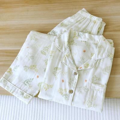 Women's Long-Sleeve Cotton Pajama Set - Light Gauze, Loose Fit for Indoors and Outdoors, Available In Spring and Autumn Designs