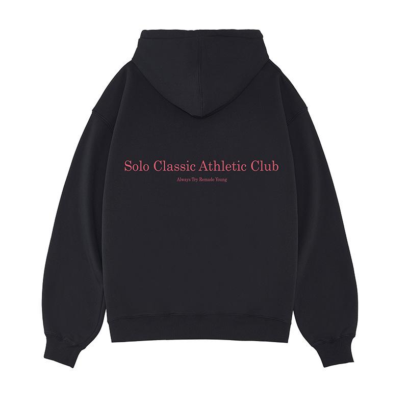 Letter Slogan Plus Velvet Hooded Sweatshirt National Trend Autumn Heavy Retro Loose Pullover Hoodie
