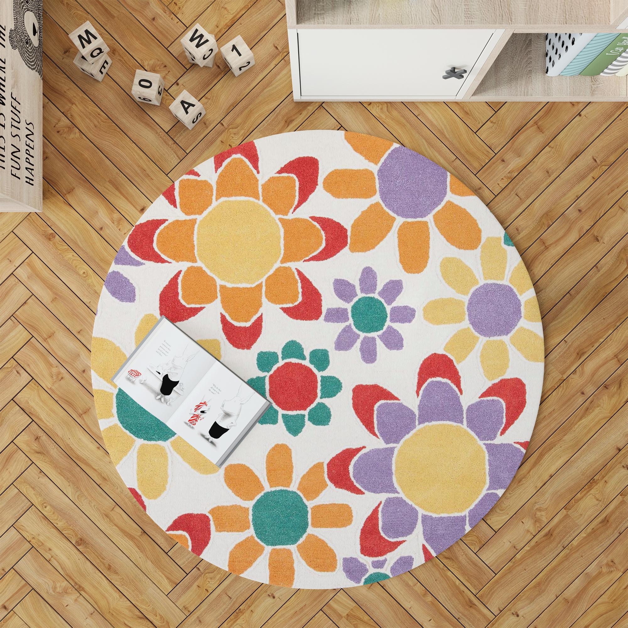 

Декоративным сплетенный хлопком низкопробный сплетенный машиной цветочный узор, ковер комнаты точного пятна устойчивый Вашабле современный 50 X 50 cm