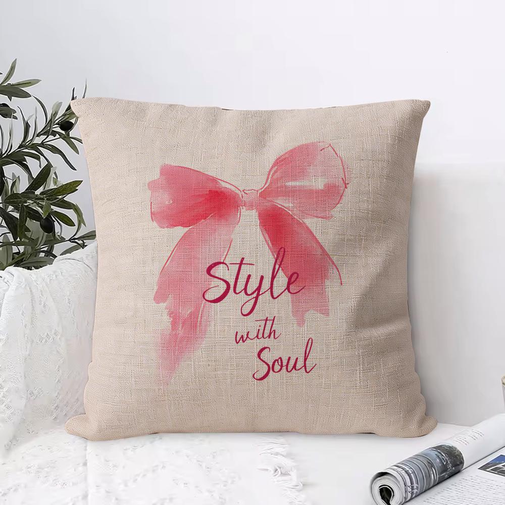 Korean Trendy Bow Cushion Cover Breathable Linen Pillow Cover Skin-Friendly Home Decor Pillowcase With Hidden Zipper