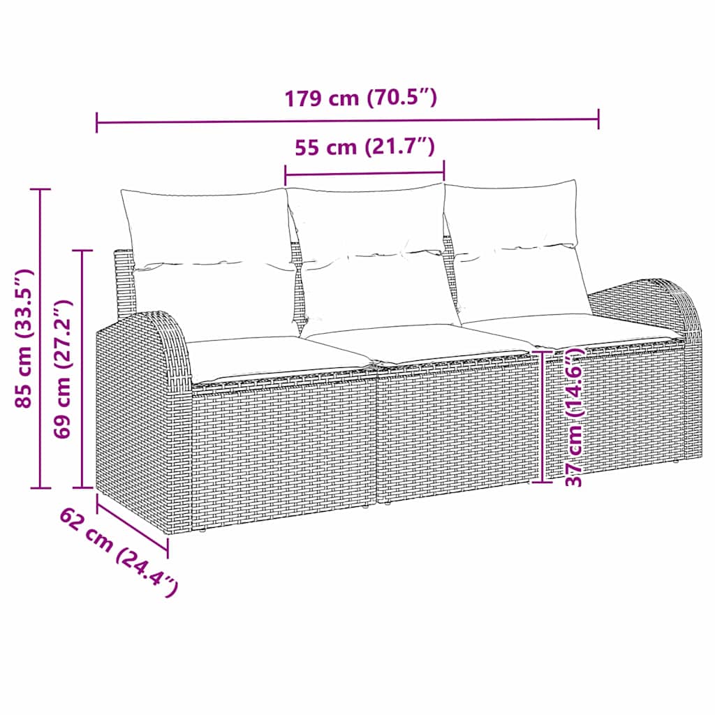 Garden Sofa Set Beige Poly Rattan