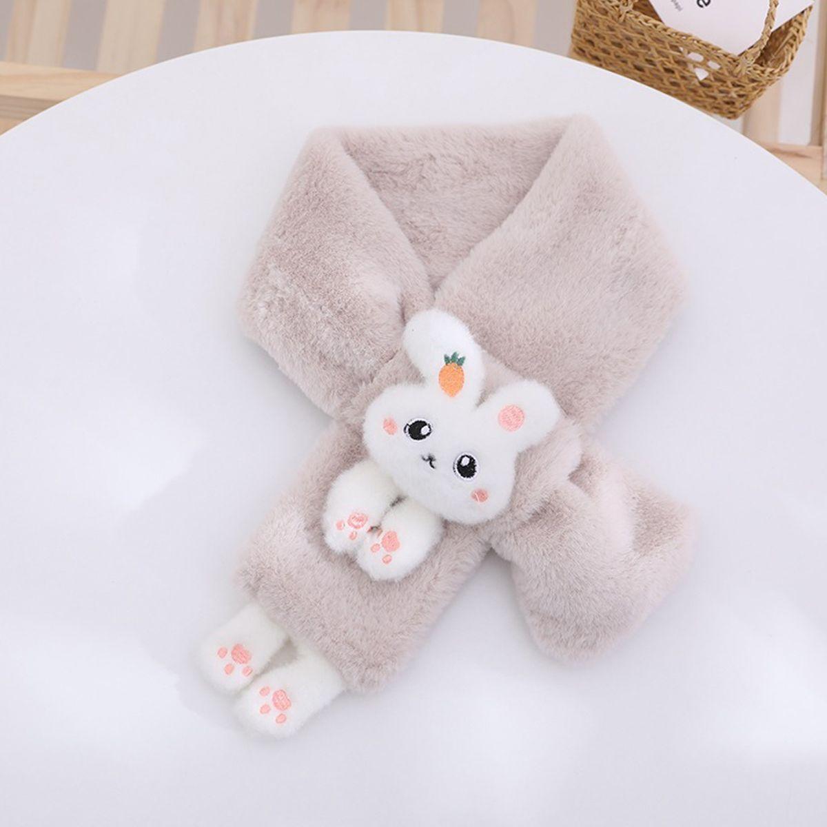 

Зимние шарфы для мальчиков и девочек, толстый плюшевый детский шарф с крестиком, детский нагрудник, милый мультяшный кролик, искусственный мех, защита шеи, теплая шаль others