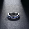 Korean Style Full Diamond Couple Ring with Ruby & Blue Sapphire In 925 Sterling Silver