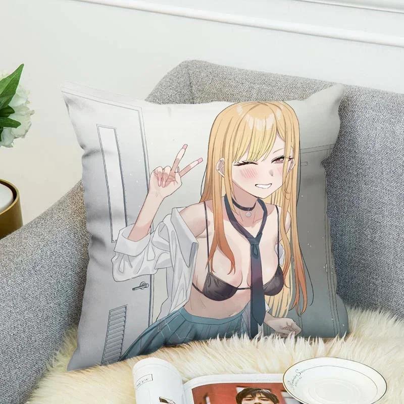 Pilow Cases Kitagawa Marin Couple Pillow Pillowcases 50X50 Decorative Pillows For Sofa Car Decoration Cushion Cover Luxury Anime