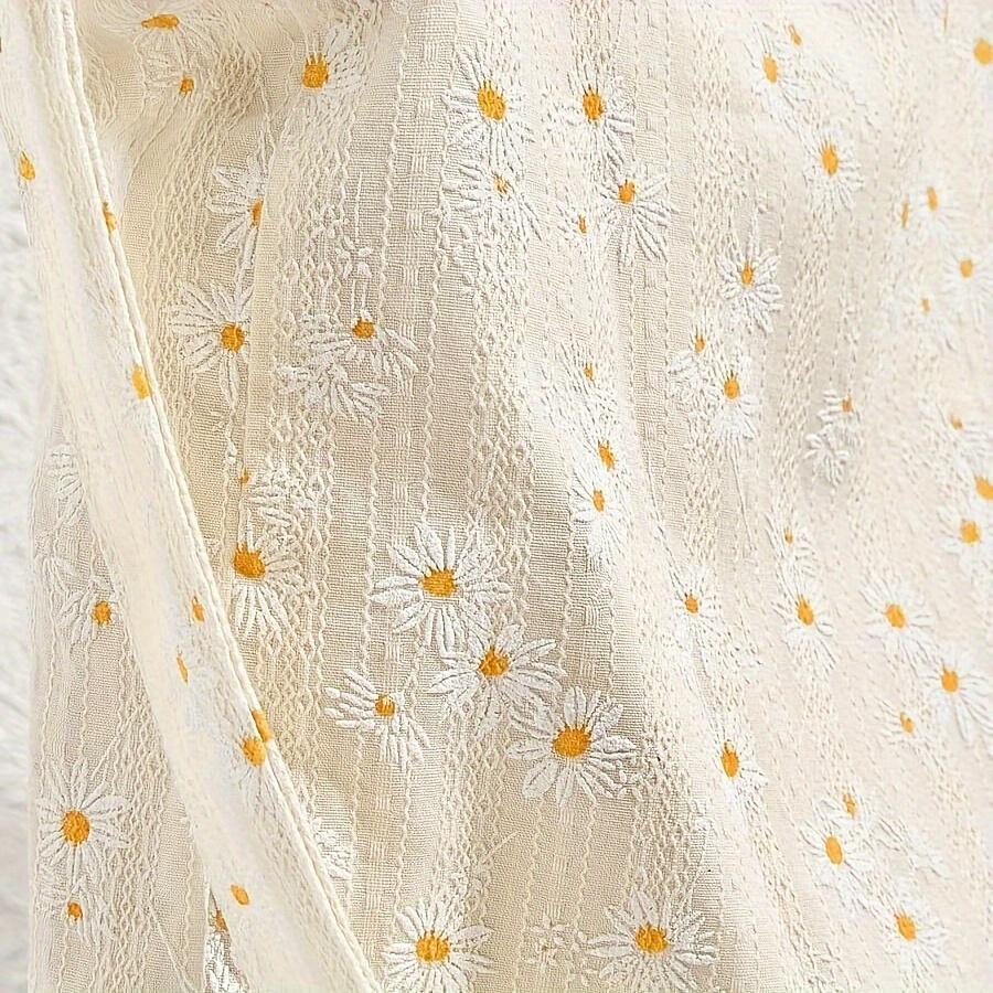 Daisy Embroidered Tote Bag for Women Sweet Style Floral Shoulder Bag with Fixed Strap Reusable Shopping/Gift Bag Perfect for Mother Day Weddings