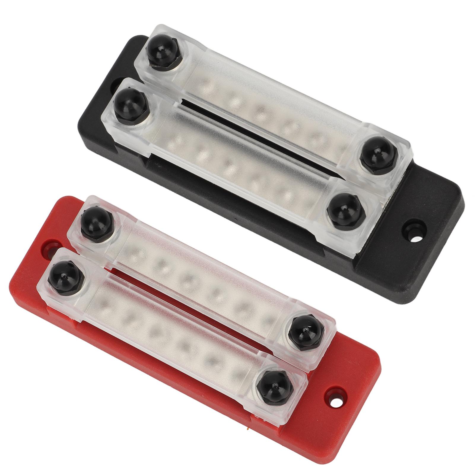 

2Pcs Power Distribution Block Black Red 12‑48V 150A Dual Row 6 Terminal Bus Bar for Cars RVs Boats Yachts Trucks