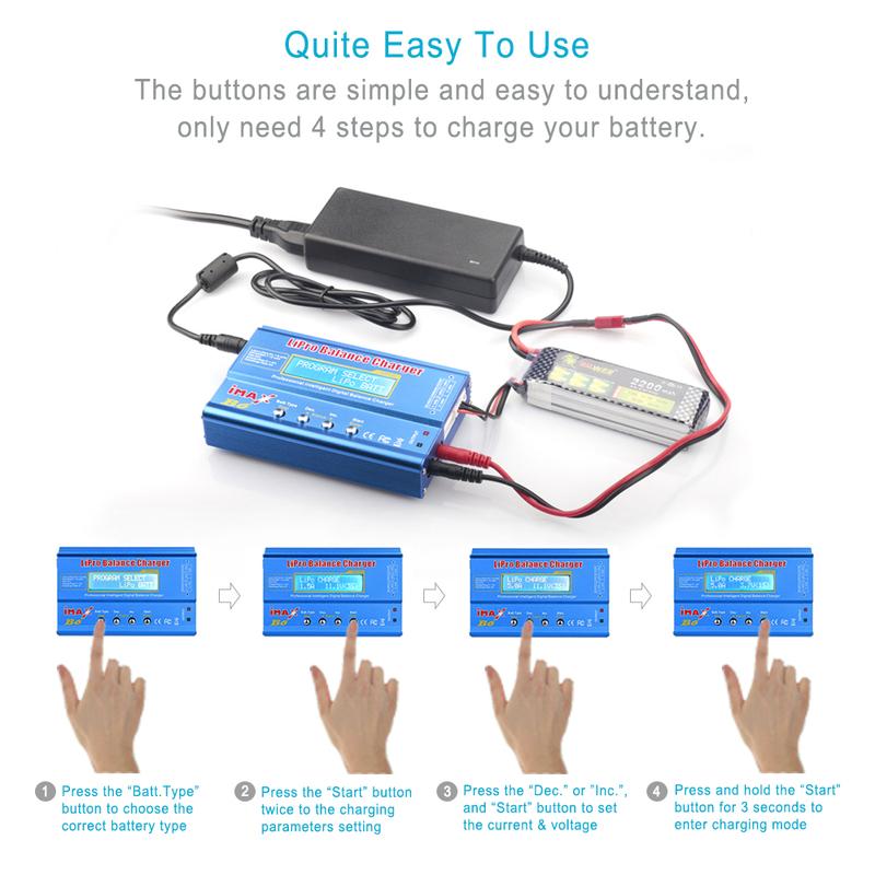 IMAX B6 80W Multi-function Battery Charger For Lipo Li-ion LiFe NiMh Ni-Cd PB XT60 Tamiya RC Balance Discharger+15V 6A Adapter