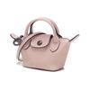 Longchamp Le Pliage Cuir 9 Logo Snap Closure Lambskin Dumpling Bag Mini Women Handbags Light-Pink 10099757P53