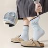 Spring and Autumn Socks, Women's Embroidered Letter Trendy Color-blocking Socks, Versatile Mid-calf Cotton Socks, Versatile Pile Socks