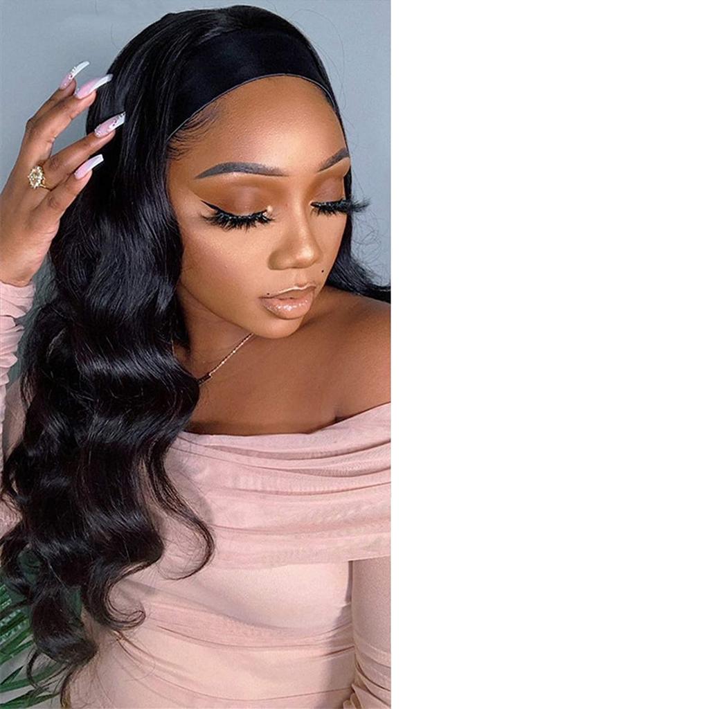 Buy European and American wig female hair piano black ice silk hair band  wave wig long curly hair big wave hair cover wholesale at affordable prices  — free shipping, real reviews with