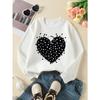 Girls Soft Crewneck SweatshirtBlack Heart Pattern with Small Hearts with Cute Creative Print, Casual All-Match for Fall Winter, Ideal Holiday Present
