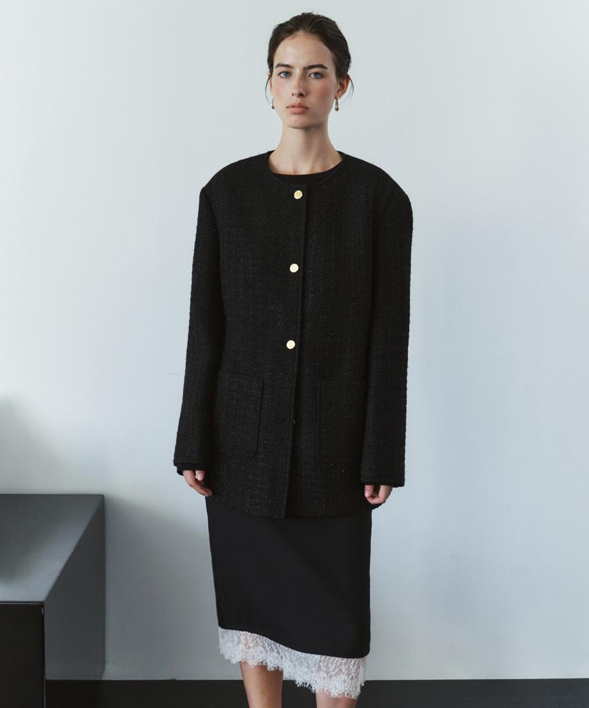 SIYAZU Siot4204 Oversized Atelier Tweed Jacket_Black