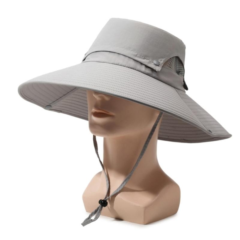 Adjustable Wide Brims Sun Hat For Men With Removable Top Panel Breathable Outdoor Fishing Cap Sun Protections