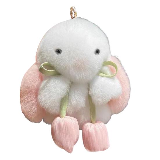 

Плюшевый брелок-кролик Миниатюрный пушистый кролик Брелок Подвеска для рюкзака школьной сумки Шарм для сумки Подвеска для кошелька Подарок для женщин девочек розовый