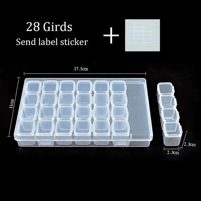 

Прозрачный пластиковый органайзер на 28 ячеек для хранения страз для ногтей, бисера, ювелирных изделий, аксессуаров для рисования