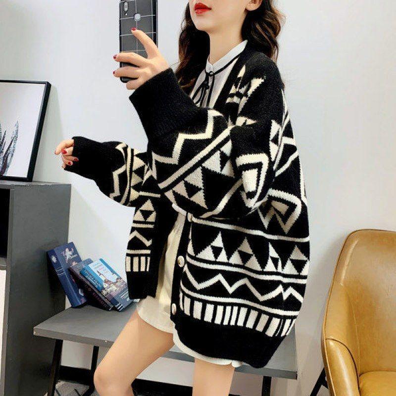 

Women s Mid-Length Knitted Cardigan Sweater - Autumn/Spring XL (115-130 kg) чорний