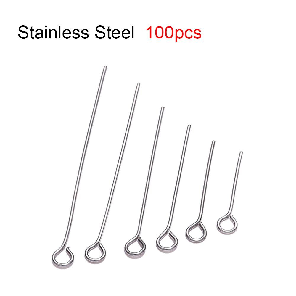 50-100pcs Stainless Steel Heads Eye Flat Head Pin Gold Silver Plated Ball Head Pins Findings For Jewelry Making  Accessories