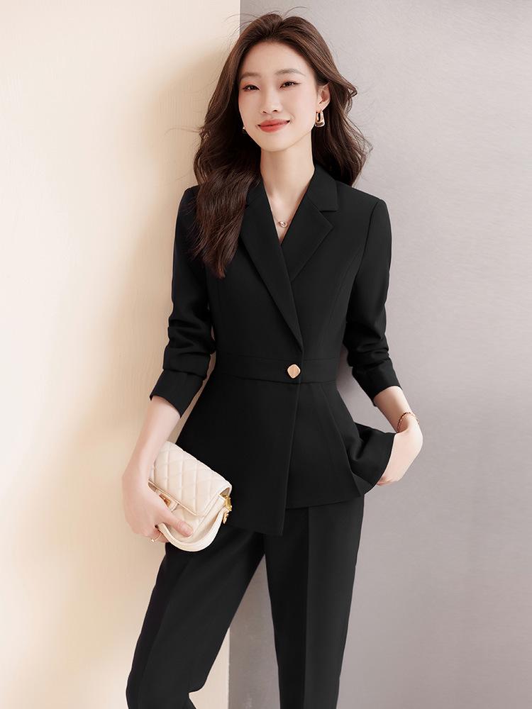Women's Thickened Cotton-Lined Work Suit - Elegant New Style for Hotel, Jewelry Store, or Beauty Salon