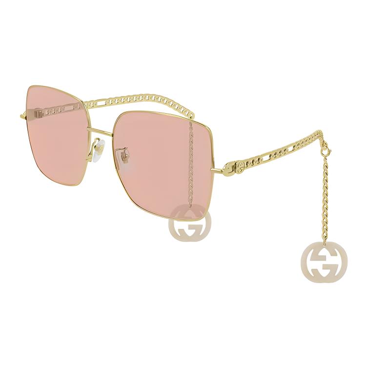 GUCCI Double G Pendant Metal Square Sunglasses Women's