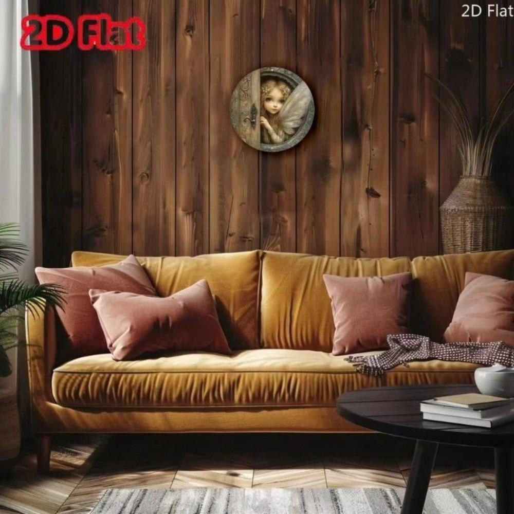 Metal Wall Art Fairy Door 2D Decor Garden Home Enchanted Peeking Vibrant Eyes