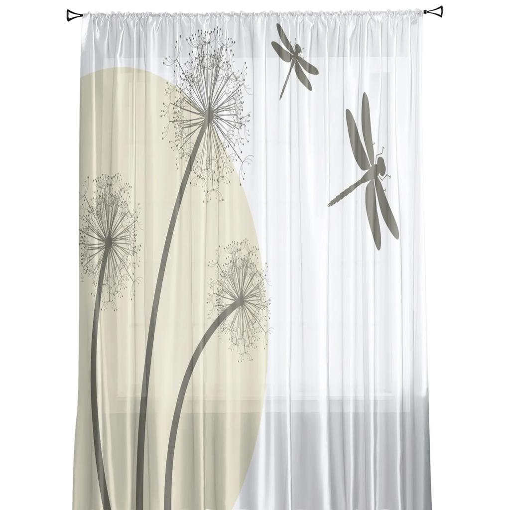 Dandelion Dragonfly Sheer Curtains Window Curtains For Living Room Bedroom Blinds Kids Room Home Decor