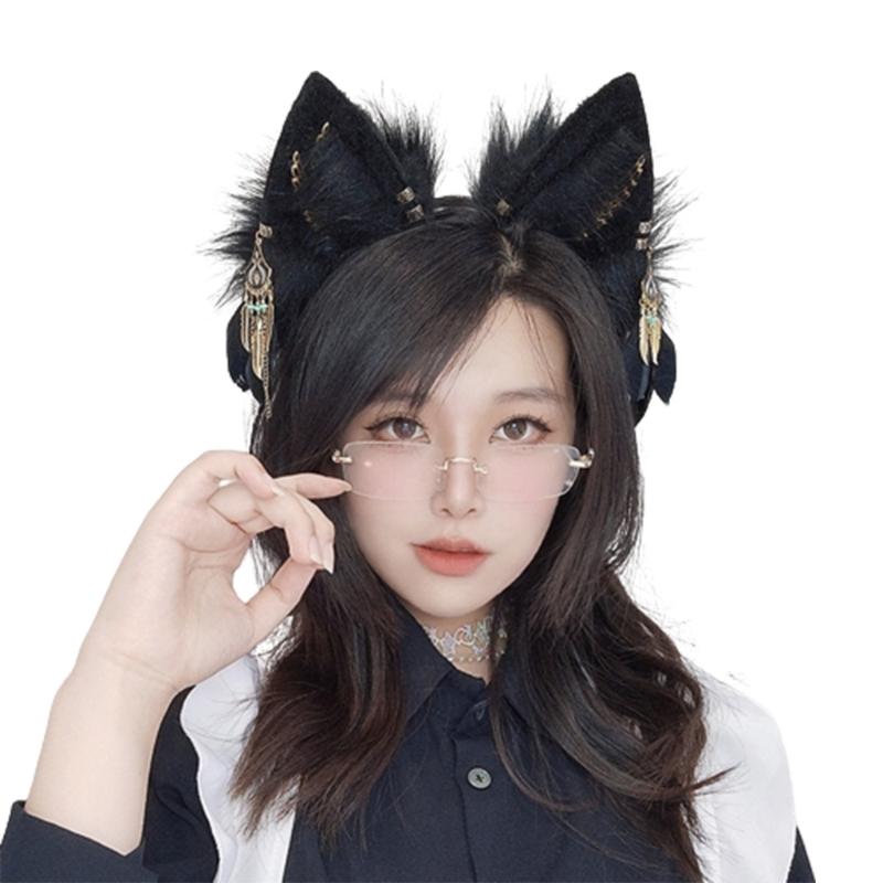 Bandeau Cheveux Oreilles de Chat Renard en Fausse Fourrure Poilue Fête Cosplay Bandeau Cheveux Headwear