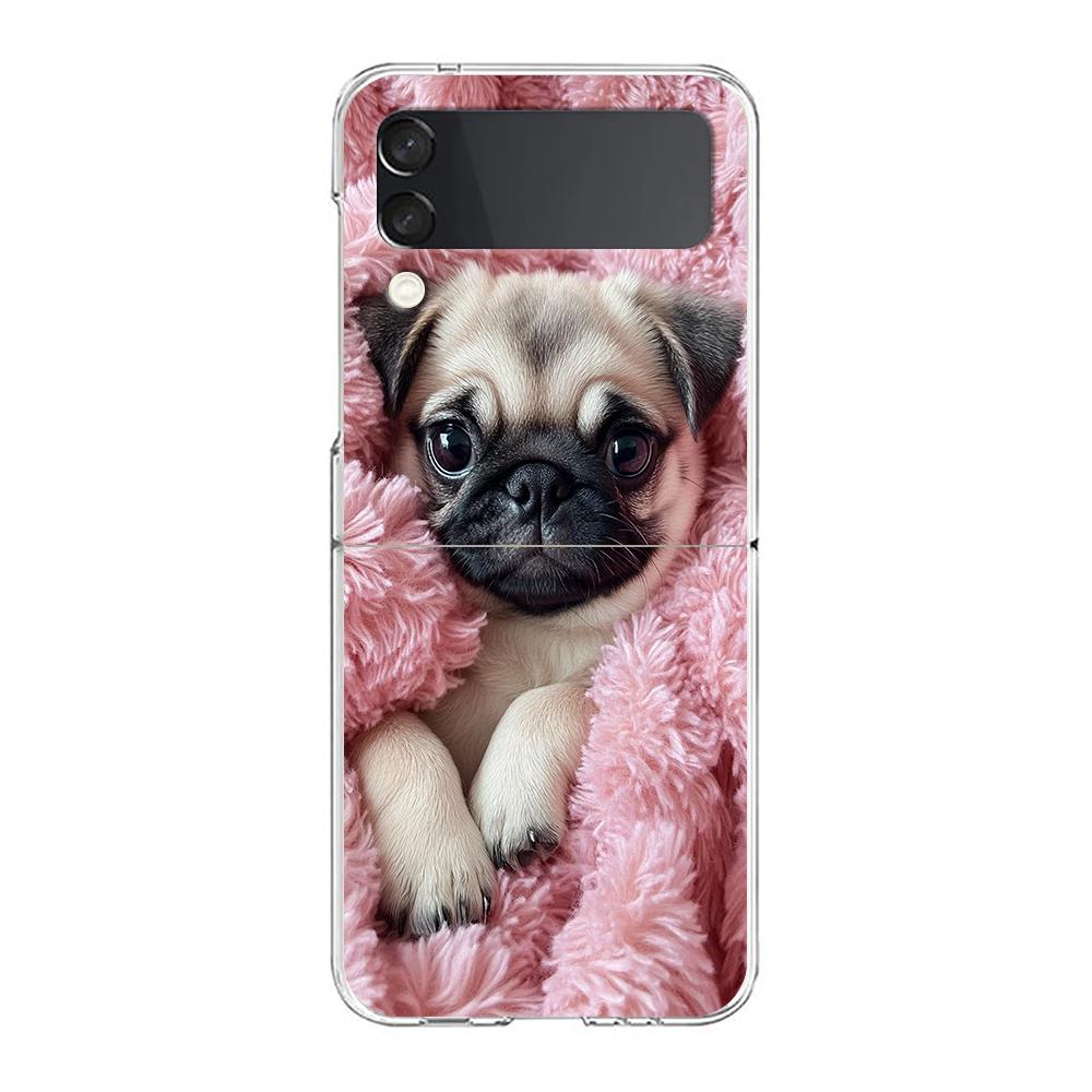 Phone Case For Samsung Galaxy Z Flip 3 4 5 Hard Folding Clear PC Bumper For Samsung Z Flip 6 Back Cover French Bulldog Dog Pet
