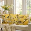1/4pcs Yellow Pillowcases with Floral and Bird Motifs Sofa Cushion Cover Home Bedroom Room Decoration
