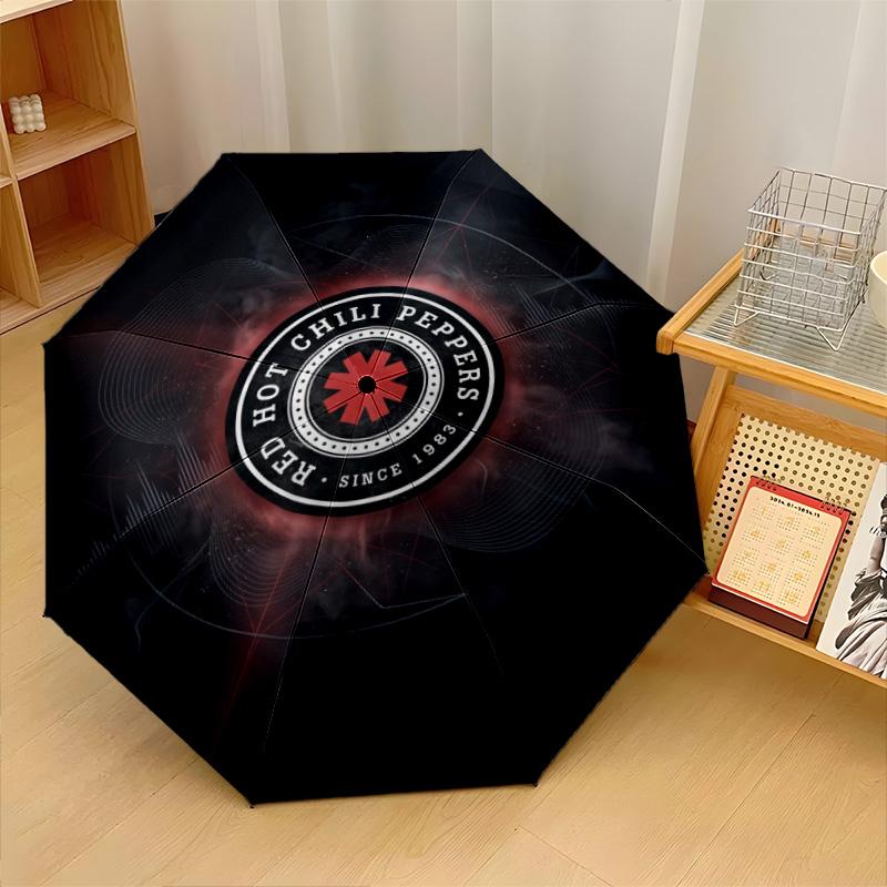 Red Hot Chili Peppers Print 8?Ribs Automatic Umbrella Wind Resistant Lightweight Folding Umbrella For Outdoor Travel
