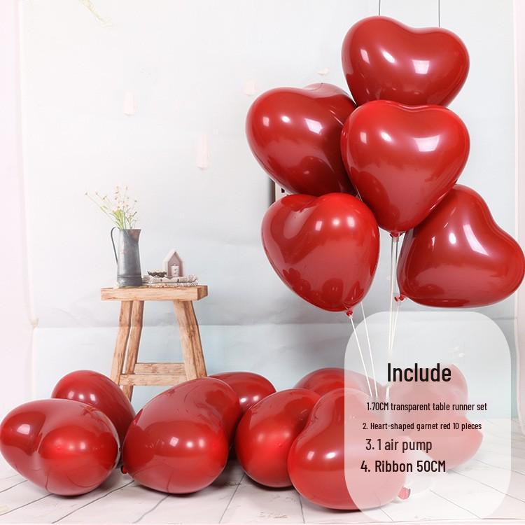 12" Heart-Shaped Red & Black Latex Balloons for Birthdays and Proposals