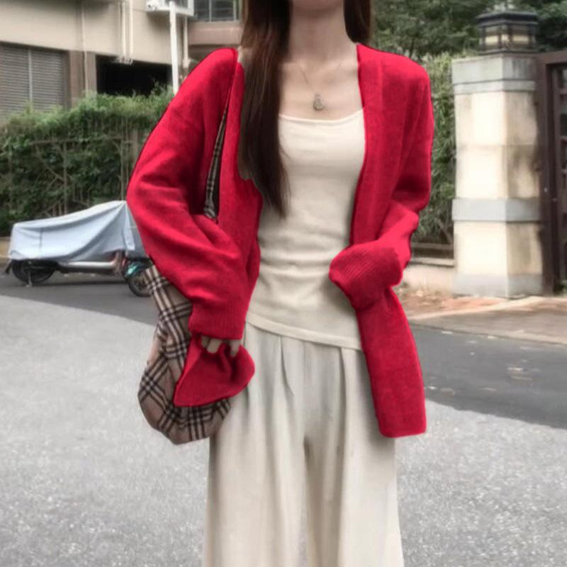 2025 Korean Chic Petite Knit Cardigan: Women's Early Spring to Winter Loose Sweater