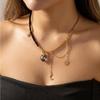 European & American Design Irregular Beaded Necklace with Retro Heart, Star, Gravel, and Tassel Details On Clavicle Chain.