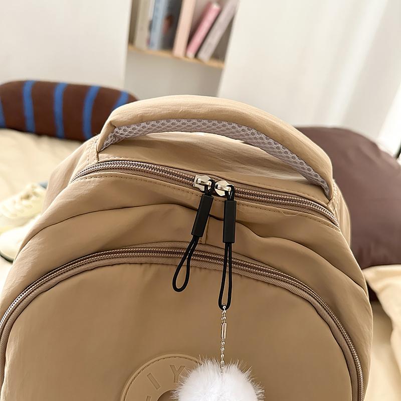 Solid Color Girl's Backpack Junior High School Students School Bag Lightweight Large Capacity Backpack