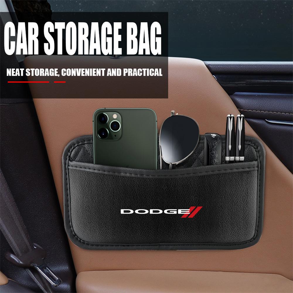 Car Emblem Leather Storage Bag Auto Sorganizer box Interior Accessories For Dodge Durango Caliber Challenger SXT SRT Magnum Colt T777